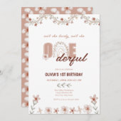 Mädchen 1. Geburtstag | Rainbow Boho Einladung (Vorne/Hinten)