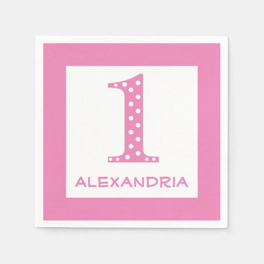 Mädchen 1. Geburtstag Serviette (Vorderseite)