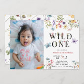 Mädchen 1. Geburtstag | Wild One Einladung (Vorne/Hinten)