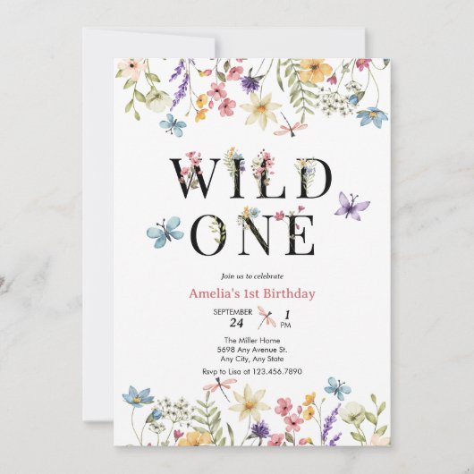 Mädchen 1. Geburtstag | Wild One Einladung (Vorderseite)