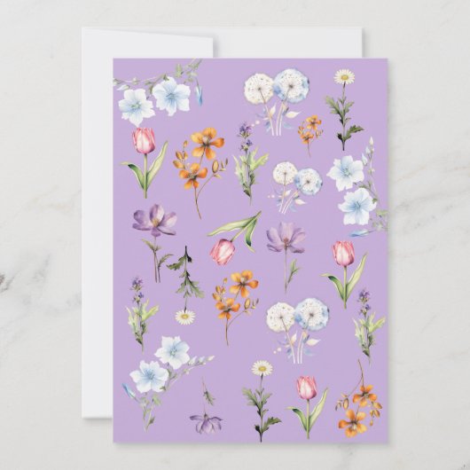 Mädchen 1. Geburtstag | Wildblume Geburtstag Einladung (Rückseite)