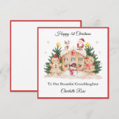 Mädchen 1. Weihnachtsgingerbrot Santa Snowman Card Feiertagskarte (Vorne/Hinten)