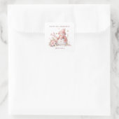 Mädchen 1. Weihnachtsrosa Schneemann Quadratischer Aufkleber (Tasche)