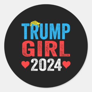 Mädchen 2024 Shirts Niedlich Trump Flag Frauen Mäd Runder Aufkleber