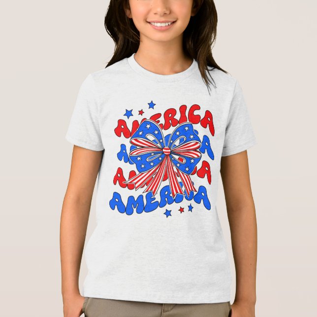 Mädchen 250. Jubiläum 4. Juli  Tri-Blend Shirt (Vorderseite)