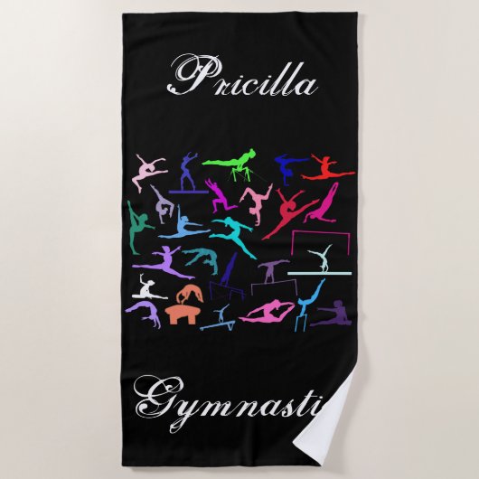 Mädchen 25 Gymnastik Posen Personalisiert Strandtuch (Vorderseite)