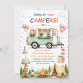 Mädchen 2. Camping-Party Einladung (Vorderseite)