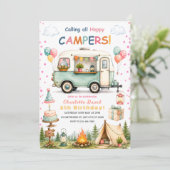 Mädchen 2. Camping-Party Einladung (Stehend Vorderseite)