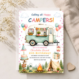 Mädchen 2. Camping-Party Einladung