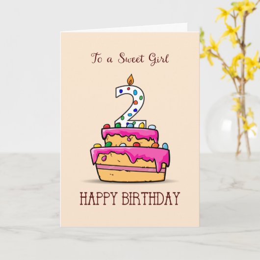 Mädchen, 2. Geburtstag, 2. Karte (Gelbe Blume)