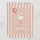 Mädchen 2. Geburtstag Albern Gänse Einladung (Vorne/Hinten)