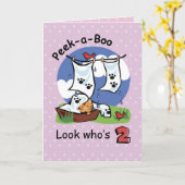 Mädchen 2. Geburtstag, Flüchtige Blick-a-Boo Kitte Karte (Gelbe Blume)