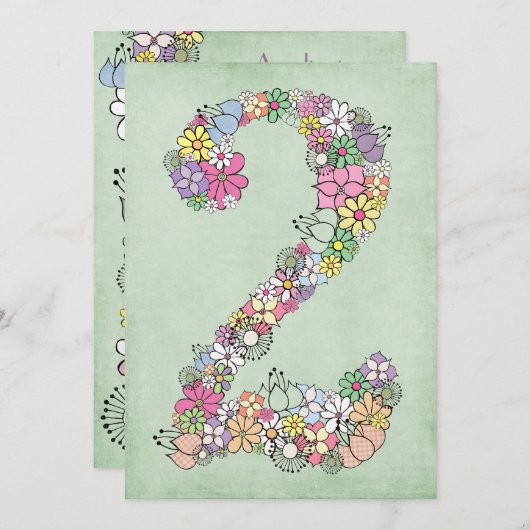 Mädchen 2. Geburtstag Party Custom Einladung (Vorne/Hinten)