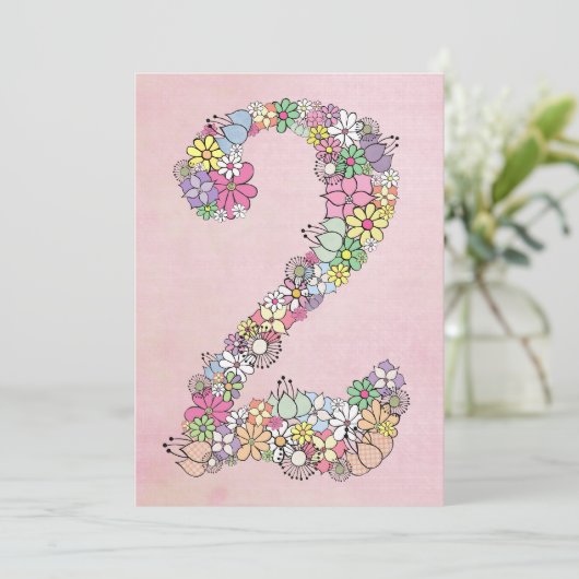 Mädchen 2. Geburtstag Party Custom Einladung (Stehend Vorderseite)