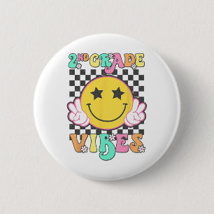 Mädchen 2. Klasse Vibes Lächeln Gesicht Zurück zur Button