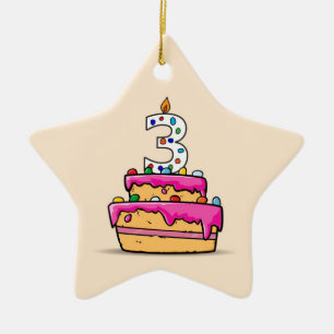 Mädchen 3. Geburtstag 3. Geburtstag, 3. auf Sweet Keramik Ornament