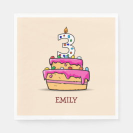 Mädchen 3. Geburtstag 3. Geburtstag, 3. auf Sweet  Serviette