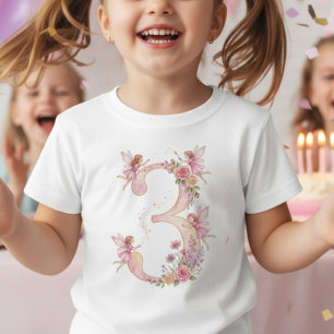 Mädchen 3. Geburtstag Rosa Fee Nummer Drei T-Shirt