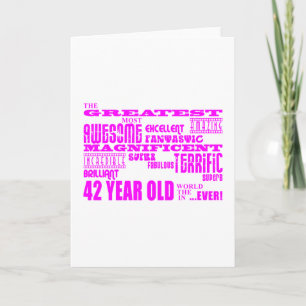 Mädchen 42. Geburtstag Rosa Best 42 Karte