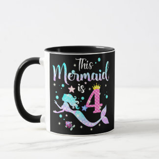 Mädchen 4. Geburtstag Diese Meerjungfrau ist 4 Jah Tasse