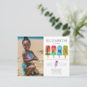 Mädchen 4. Geburtstag Eis Sommerparty Postkarte (Stehend Vorderseite)