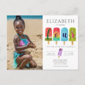 Mädchen 4. Geburtstag Eis Sommerparty Postkarte (Vorderseite)