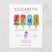 Mädchen 4. Geburtstag Eis Sommerparty Postkarte (Vorderseite)