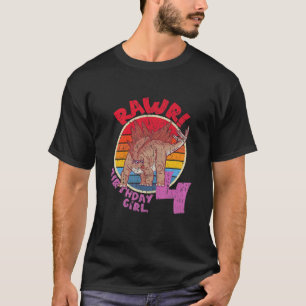 Mädchen 4. Geburtstag I Rawr! Stegosaurus I Famili T-Shirt