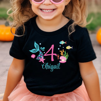 Mädchen 4. Geburtstag Meerjungfrau Schwanz Persona Baby T-shirt
