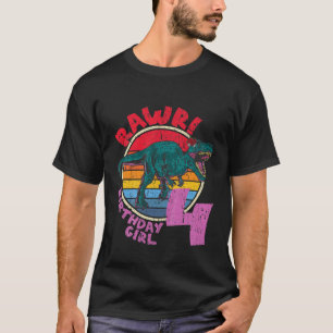Mädchen 4. Geburtstag Rawr! Tyrannosaurus Rex I F T-Shirt