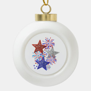 Mädchen 4. Juli Frauen Red White Blue Star Amerika Keramik Kugel-Ornament