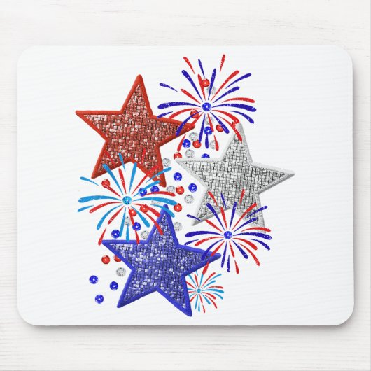 Mädchen 4. Juli Frauen Red White Blue Star Amerika Mousepad (Vorne)