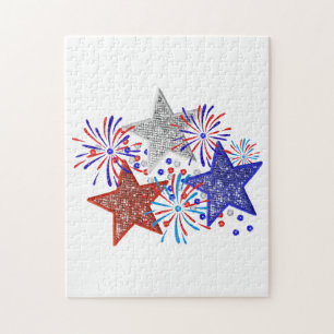 Mädchen 4. Juli Frauen Red White Blue Star Amerika Puzzle