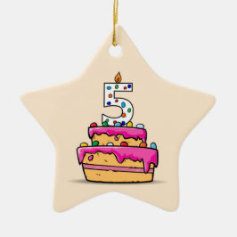 Mädchen 5. Geburtstag, 5 auf Sweet Pink Cake Keramik Ornament