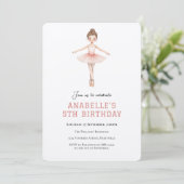 Mädchen 5. Geburtstag Ballett Einladung (Stehend Vorderseite)