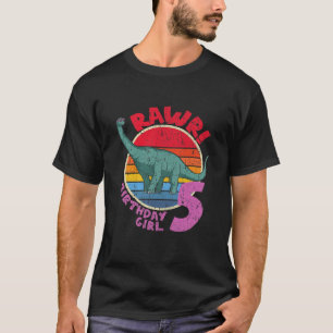 Mädchen 5. Geburtstag I Rawr! Brachiosaurus I Fami T-Shirt