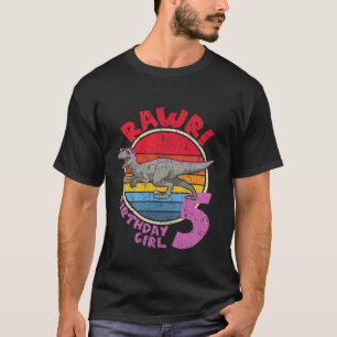 Mädchen 5. Geburtstag I Rawr! Velociraptor I Famil T-Shirt