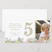Mädchen 5. Geburtstag neutrale Blooms Danke Foto (Vorne/Hinten)
