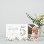 Mädchen 5. Geburtstag neutrale Blooms Danke Foto (Stehend Vorderseite)
