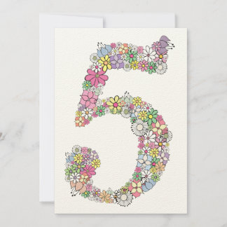 Mädchen 5. Geburtstagsparty Custom Einladung