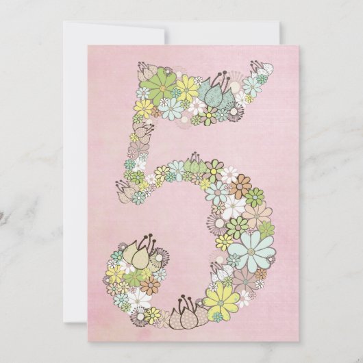 Mädchen 5. Geburtstagsparty Custom Einladung (Vorderseite)