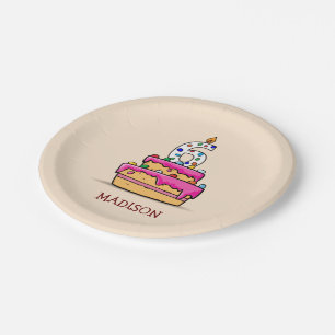 Mädchen 6. Geburtstag, 6. auf Sweet Pink Cake Pappteller