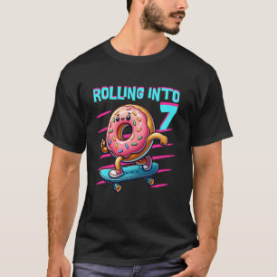 Mädchen 7 Jahre Geburtstag Skateboard und Donut Gr T-Shirt