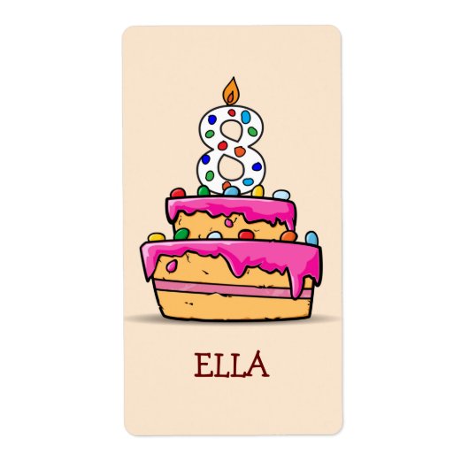 Mädchen 8. Geburtstag, 8. auf Sweet Pink Cake (Vorne)