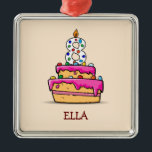 Mädchen 8. Geburtstag, 8. auf Sweet Pink Cake Ornament Aus Metall<br><div class="desc">Farbenfrohe Bonbons,  süß rosa Eiskuchen und eine Nummer 8 Kerze während Sprichwort Geburtstag ist auf der Vorderseite dieses niedlichen Geschenk,  Souvenir,  Geschenk oder Party essenziell. Schicken Sie das jetzt,  um ein schönes junges Mädchen zu einem glücklichen 8. Geburtstag zu grüßen.</div>