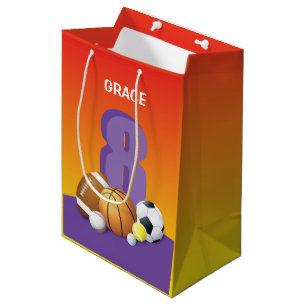 Mädchen 8. Geburtstag Sportbälle Mittlere Geschenktüte