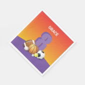 Mädchen 8. Geburtstag Sportbälle Serviette (Ecke)