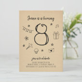 Mädchen 8. Geburtstagsparty Einladung (Stehend Vorderseite)