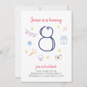 Mädchen 8. Geburtstagsparty Einladung (Vorderseite)