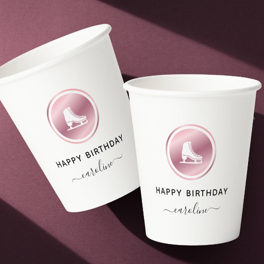 Mädchen Abbildung Skaten Geburtstag Rose Gold Ice Pappbecher